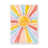 Smiling Sun Kids Wall Art Print – Colorful Pastel Rays for Nursery