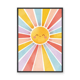 Smiling Sun Kids Wall Art Print – Colorful Pastel Rays for Nursery