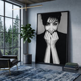 Smiling Woman Portrait Modern Wall Decor – Black and White Photo Print