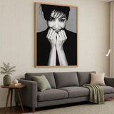 Smiling Woman Portrait Modern Wall Decor – Black and White Photo Print