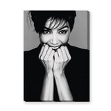 Smiling Woman Portrait Modern Wall Decor – Black and White Photo Print