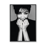 Smiling Woman Portrait Modern Wall Decor – Black and White Photo Print