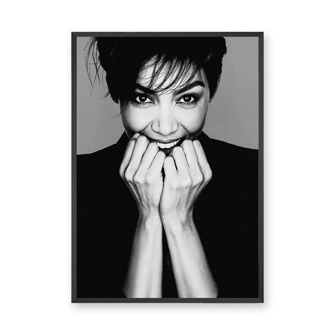 Smiling Woman Portrait Modern Wall Decor – Black and White Photo Print