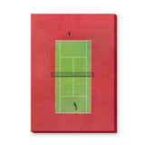 Sports Photography Minimalist Wall Art Print – Aerial Tennis Court in Red and Green