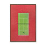 Sports Photography Minimalist Wall Art Print – Aerial Tennis Court in Red and Green