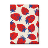 Strawberry Pop Art Wall Art Print – Red Blue Fruit Pattern on Cream
