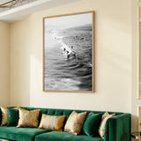 Surf Photography Coastal Wall Art Poster – Black and White Ocean Surfers