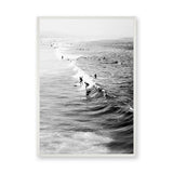 Surf Photography Coastal Wall Art Poster – Black and White Ocean Surfers