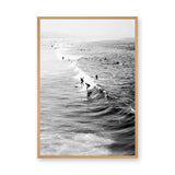 Surf Photography Coastal Wall Art Poster – Black and White Ocean Surfers
