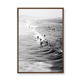 Surf Photography Coastal Wall Art Poster – Black and White Ocean Surfers