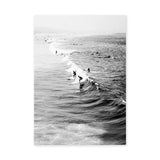 Surf Photography Coastal Wall Art Poster – Black and White Ocean Surfers