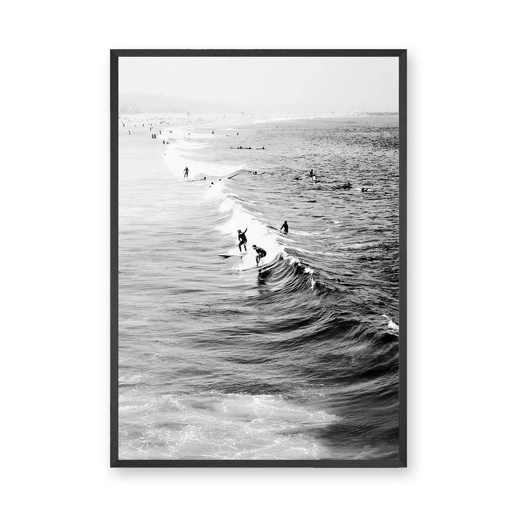 Surf Photography Coastal Wall Art Poster – Black and White Ocean Surfers