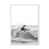 Surfer Photography Modern Wall Art Print – Black-and-White Ocean Wave Print