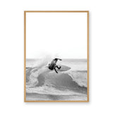 Surfer Photography Modern Wall Art Print – Black-and-White Ocean Wave Print