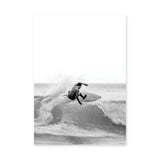 Surfer Photography Modern Wall Art Print – Black-and-White Ocean Wave Print