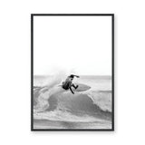 Surfer Photography Modern Wall Art Print – Black-and-White Ocean Wave Print