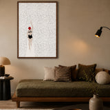 Swimmer Minimalist Wall Decor – Black Suit and Red Cap on Dotted White