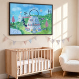 Teapot Fairy House Kids Wall Art Print – Whimsical Garden Fantasy