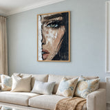 Textured Female Portrait Modern Wall Art Print – Abstract One-Eye Face