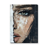 Textured Female Portrait Modern Wall Art Print – Abstract One-Eye Face