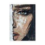 Textured Female Portrait Modern Wall Art Print – Abstract One-Eye Face