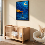 The Little Prince Kids Wall Decor – Crescent Moon on a Blue Planet