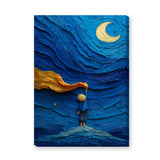 The Little Prince Kids Wall Decor – Crescent Moon on a Blue Planet