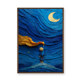 The Little Prince Kids Wall Decor – Crescent Moon on a Blue Planet