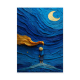 The Little Prince Kids Wall Decor – Crescent Moon on a Blue Planet