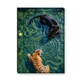 Tiger and Jaguar Surreal Wall Decor – Ornate Teal Water Scene
