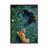 Tiger and Jaguar Surreal Wall Decor – Ornate Teal Water Scene