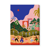 Tropical Dance Landscape Modern Boho Wall Art Print – Colorful Palm Scene