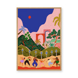 Tropical Dance Landscape Modern Boho Wall Art Print – Colorful Palm Scene