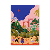 Tropical Dance Landscape Modern Boho Wall Art Print – Colorful Palm Scene