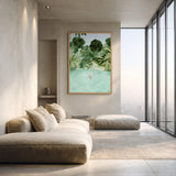 Tropical Lagoon Botanical Wall Art Poster – Watercolor Swimmer in Lush Palms