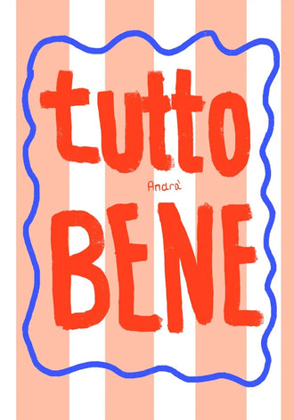 Tutto Bene Typography Wall Decor – Striped Red Quote Print