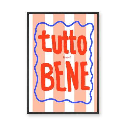 Tutto Bene Typography Wall Decor – Striped Red Quote Print
