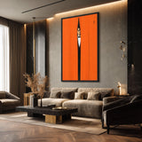 Tuxedo Man Minimalist Wall Art Poster – Orange Curtain Spy Portrait