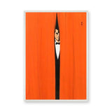 Tuxedo Man Minimalist Wall Art Poster – Orange Curtain Spy Portrait