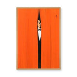Tuxedo Man Minimalist Wall Art Poster – Orange Curtain Spy Portrait