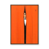 Tuxedo Man Minimalist Wall Art Poster – Orange Curtain Spy Portrait