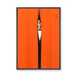 Tuxedo Man Minimalist Wall Art Poster – Orange Curtain Spy Portrait