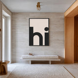 Typography Minimalist Wall Art Print – Beige Print with Bold Hi Text