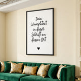 Typography Minimalist Wall Art Print – German Handwritten Quote With Heart
