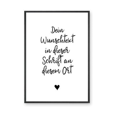 Typography Minimalist Wall Art Print – German Handwritten Quote With Heart