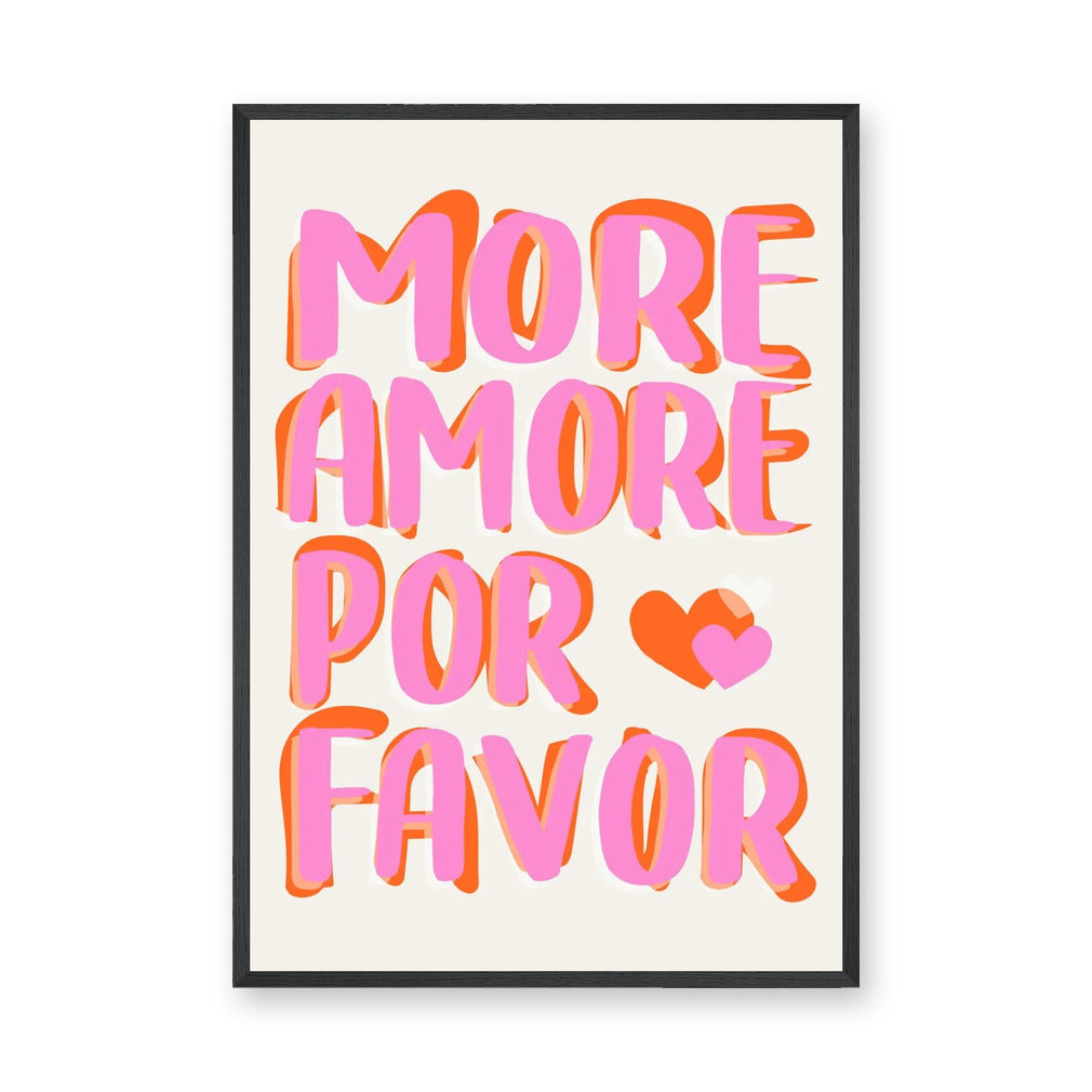 Typography Pop-Art Wall Art Poster – More Amore Por Favor Quote Print