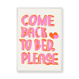 Typography Retro Pop-Art Wall Art Poster – Playful Come Back to Bed Quote