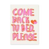 Typography Retro Pop-Art Wall Art Poster – Playful Come Back to Bed Quote
