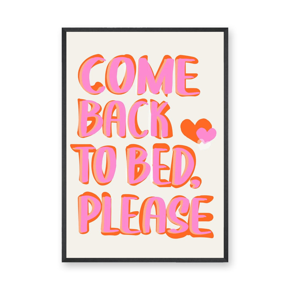 Typography Retro Pop-Art Wall Art Poster – Playful Come Back to Bed Quote