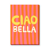 Typography Retro Pop-Art Wall Decor – Ciao Bella Stripes in Pink and Orange